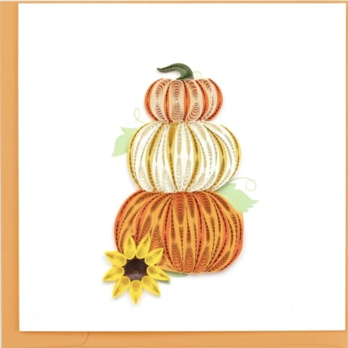 Quilling Card 3D Happy Halloween Happy Thanksgiving Grußkarte – gestapelte Kürbisse Herbst Herbst von Quilling Card