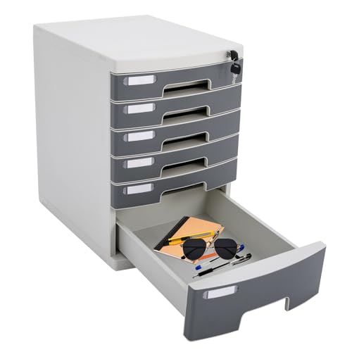 Schreibtisch Organizer, Schubladenbox mit Verriegelung Büro Organizer Stapelbar Aufbewahrungsbox für Stifte, Radiergummi und Anderes Bürozubehör Gray von Quiltern