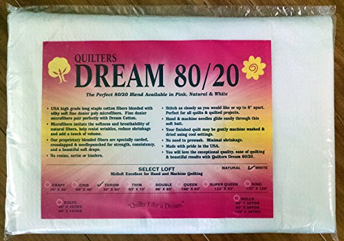 Quilter's Dream 80/20, White, Select Loft Batting - Throw Size 60X60 by Quilters Dream 80/20 White Throw Size von Quilters Dream 80/20 White Throw Size