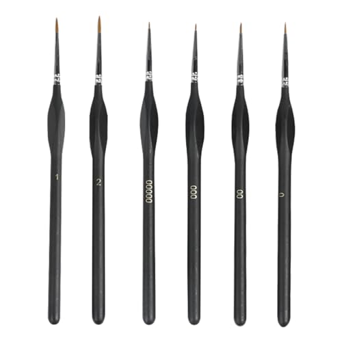 6-teiliges Pinsel-Set für Detailmalerei, widerstandsfähig, Acrylfarben, Miniatur-Pinsel-Set für Acryl, Öl, Aquarell, Nail Art (Farbe: Schwarz) von Quiltique