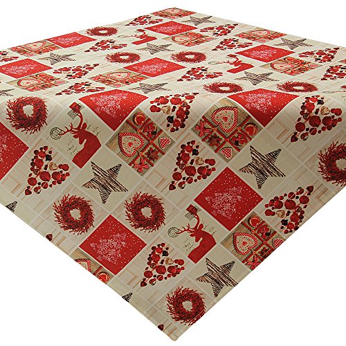 Quinnyshop Weihnachtsmotive in roten Farbtönen und Fotodruck Mitteldecke ca. 85 x 85 cm Polyester, Rot von Quinnyshop