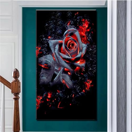 5D Diamant Painting Set Rosen Gothic,Diamond Painting Bilder Kinder Erwachsene, DIY Vollbild Diamant Painting Bilder Groß, Diamond Painting Cross Stitch Bastelset für Wanddekoration Geschenk 60x120cm von Quitey