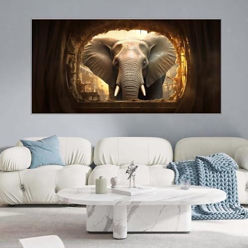 Quitey Diamond Painting Erwachsene Tier,Diamant Painting Bilder Erwachsene Elefant,DIY Diamond Painting Bilder Groß xxl,Malen Nach Zahlen Diamond Painting Set Stickerei Kunsthandwerk Décor 30x60cm von Quitey