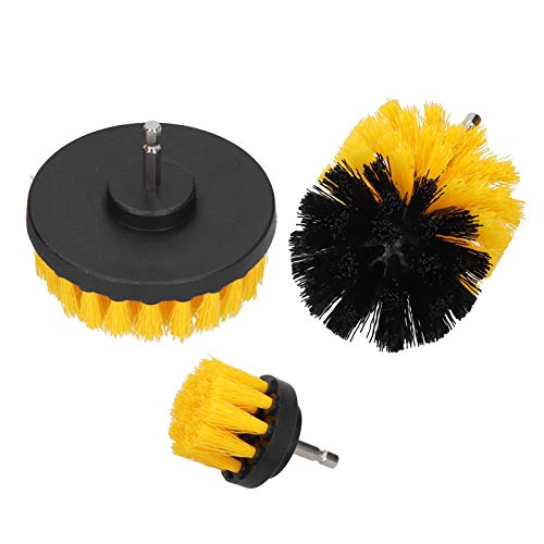 Qukaim Bohrbürsten Set Bohrbürste Aufsatz Set, Nylon Hair Power Scrubber Bürsten für Boden und Fliesenreinigung, Haushalt Reinigungsbürste Kit, Gelb von Qukaim