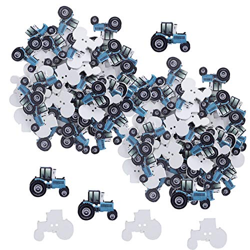 Qukaim Cartoon-Knöpfe, 150 Stück, Holzknöpfe, handdekoriert, DIY, Cartoon, bemalt, LKW-Muster, Stoffknöpfe, Augenknöpfe zum Basteln und Nähen, 2 cm Durchmesser von Qukaim