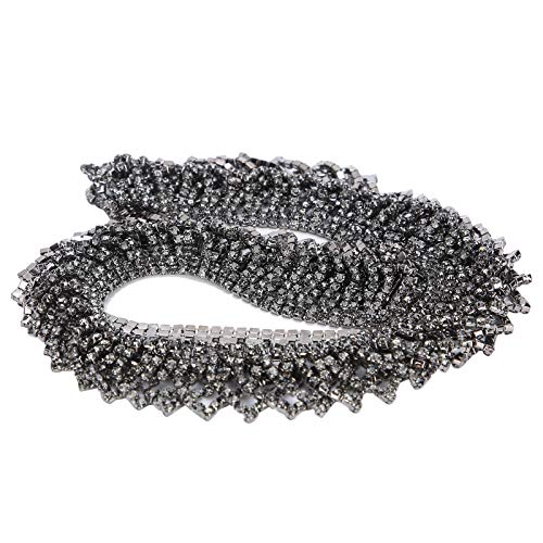 Qukaim Clothing Accories Strass Quaste Kette Halskette, zweireihige Strassbesatz für Handwerk Dekorationen, Gunmetal Nähzubehör, ideal für Kleidung und Accessoires von Qukaim