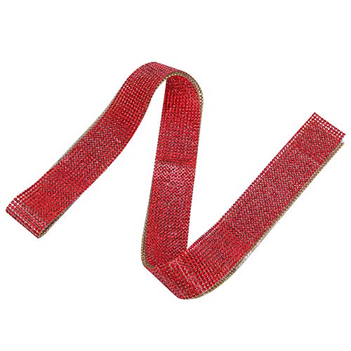 Qukaim Craft Decorations Diamond Ribbon Rhinestone Decorative Sticker Strip, DIY Craft Decoration, Hot Melting Adhesive, Red Rhinestone Wrap, Diamond Mesh, 3.8 cm x 3.0 m von Qukaim