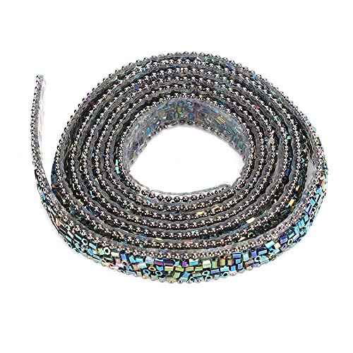 Qukaim Dekorative Handwerk Hotfix Strass Mesh Kette, 1 Yard Grün Strass Kette für dekorative Gürtel, Halskette, Kristallbesatz, Zubehör für Handwerk und Kleidung von Qukaim