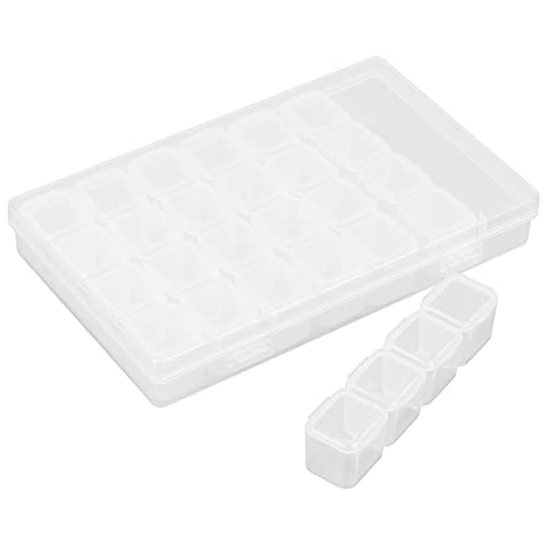 Qukaim Diamonds Painting Case 28 Grid Diamonds Painting Beads Organizer, DIY Diamonds Painting Storage Box, Tool Beads Case, Compact Container for Craft Accessories, Clear Plastic, 9.5 x 5.5 x 1.5 von Qukaim