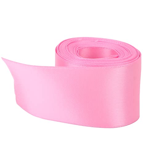 Qukaim Doppelseitiges Satinband, 5 m Länge, 38 mm breit, DIY-Polyester-Geschenkband für Bastelarbeiten und Haarschmuck, Rosenrot von Qukaim