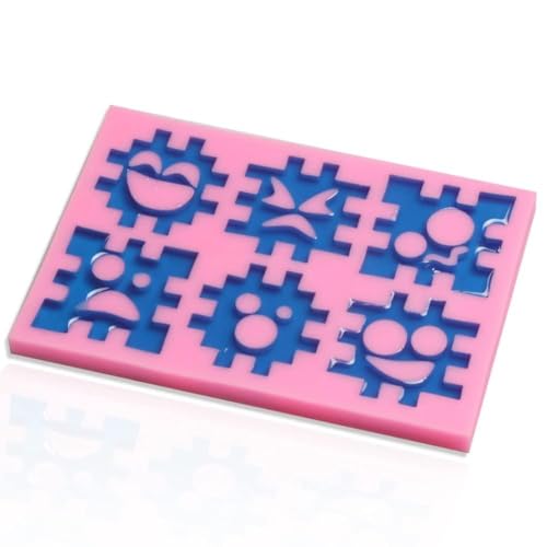 Qukaim Fondant Kuchen Lächeln Gesicht Jigsaw Fondant Kuchen Dekoration Silikon DIY Backwerkzeug für Fondant Kuchen Backzubehör Ideal für Kuchen Dekorieren 10 x 10 cm von Qukaim