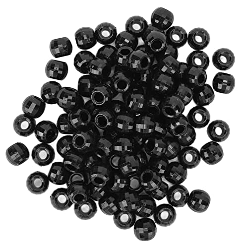 Qukaim Haarflechtperlen, Flechtperlen, großes Loch, 12 mm, schwarze Kunststoffperlen, Dreadlocks, Zopfperlen, 100 Stück von Qukaim