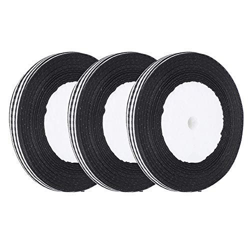 Qukaim Kariertes Satinband Kariertes Satinband, 3 Rollen 1 cm Breite, 25 Yards/Rolle, Weihnachten Hochzeit Geschenkverpackung und Kuchendekoration, Polyesterband von Qukaim