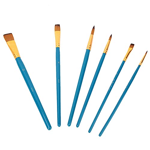 Qukaim Nylon-Pinsel-Set, 6-teilig, Holzgriff, Zeichenstift, Nylon-Haarpinsel-Set, Kunsthandwerk Aquarell-Malpinsel-Set, Blau von Qukaim