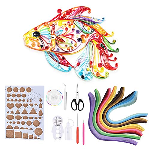 Qukaim QuillingDIY Bastelset für Quilling-Projekte, inklusive Werkzeug und Zubehör, ideal für Anfänger und Hobbyisten, 6 Farben, 14 Stück von Qukaim