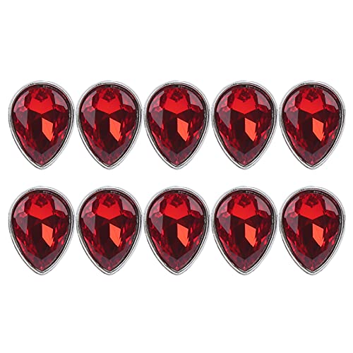 Qukaim Rhinestonesfor Crafts 10 Stück leuchtend rote Strasssteine, Patchable Hotfix-Strasssteine mit eingefasster Kralle für DIY handgefertigte Dekoration, Glas-Strasssteine zum Basteln von Qukaim