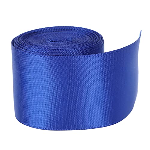 Qukaim Satinband, doppelseitiges Satinband, Rolle, 5 m, 38 mm breit, DIY-Polyester-Geschenkband für Bastelarbeiten, Haarschmuck, Blau von Qukaim