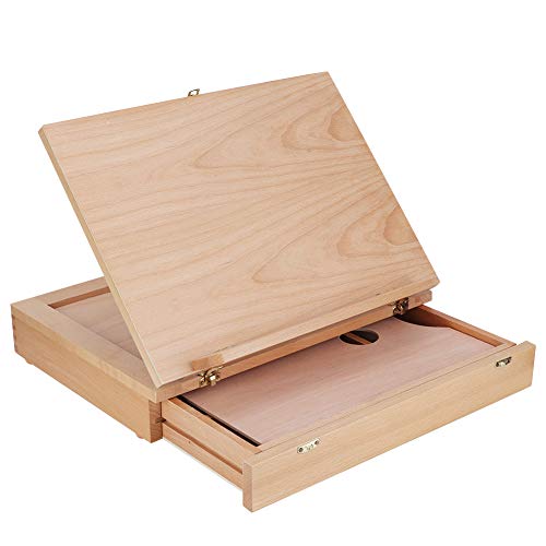 Qukaim Staffelei Box Multifunktionale Faltbare Holz Künstler Staffelei Box, Tragbare Aufbewahrungsbox zum Zeichnen und Malen, Leichtes, Kompaktes Design, Ideal für Künstler von Qukaim