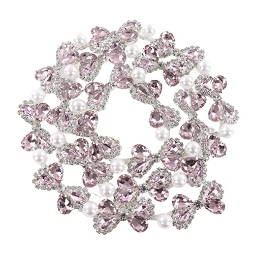 Qukaim Strass Trim Fransen Strass Trim 1 Yard, Bogenform Perle eingelegt Glänzend Strass Streifen für DIY Kleidung und Halsketten, Rosa, Handwerk Strass Kette, Dekoration von Qukaim