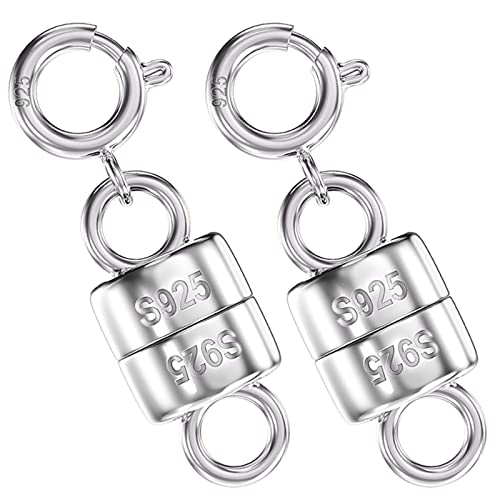 Qulltk 925 Sterling Silber Magnetische Halskette Klauen und Verschlüsse, Mini-Armbänder, Clasp Converter Gold und Silber Kette Extender für Schmuck Making Supplies von Qulltk