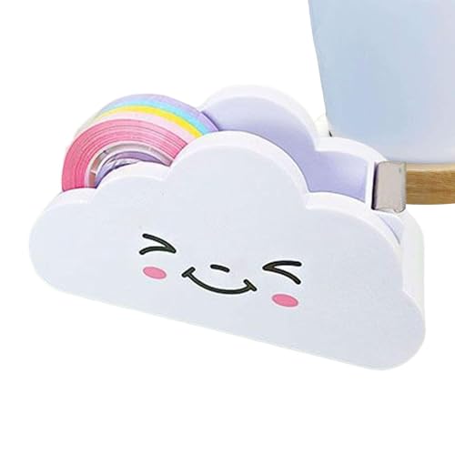 Qumiuu Niedlicher Klebebandspender - Cloud Desktop-Klebebandspender,Feiner Klebebandschneider mit Regenbogenband zum Verschließen von Schachteln, Verpacken von Geschenken, Kleben von Notizen, von Qumiuu