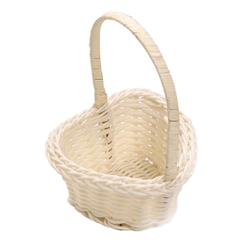 Weißer Blumenkorb, Kleine Geflochtene Körbe, Weiden-Rattan-Blumenkorb, Hochzeits-Blumenmädchen-Körbe, Blumenarrangement-Aufbewahrungskorb Für Heimdekoration von Qumiuu