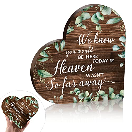 Qunclay Hochzeitsschild mit Aufschrift "In Loving Memory", rustikales Holzschild für Hochzeit, Gedenktafel mit Aufschrift "We Know You Would Be Here Today If Heaven Wasn't So Far Away", Holz, von Qunclay