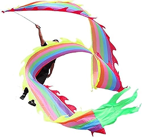 HXR Chinesischer Drachentanz Band 3D Chinesische Sport Dragon Dance Fitness Ribbon, 3D Chinese Flowy Spinning Amp Shaking mit Rods Flinging The Dragon Spiral Practice Streamer, geeignet for erwachsen von Qunine