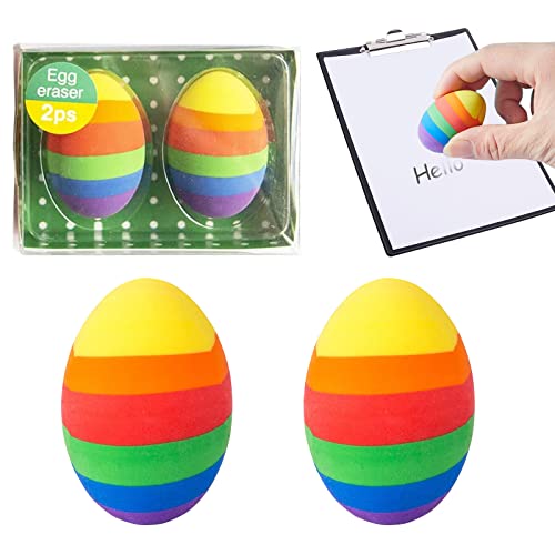 2 Stück Radiergummi Ostern, Radiergummi Osterei Radierer Deko, Radiergummi Kinder, Ostern Dekorationen, Ostern Füllung Partytüten, Osterei Deko Bunt für Ostern Kinder Geschenk von Qunkun