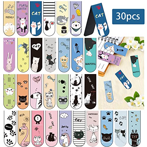 30 Stück Lesezeichen Magnetisch Mädchen, Lesezeichen Katze Cute Stationery, Haftnotizen Kinder Cute School Supplies, Geschenk für Katzenliebhaber, Geschenke für WeiterfüHrende Schule. von Qunkun