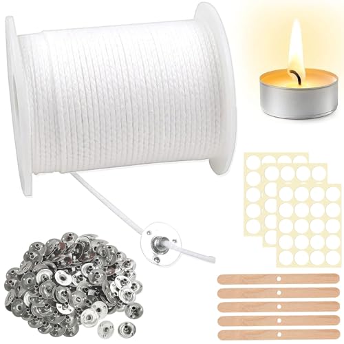 6100cm Kerzendocht, Kerzendocht Baumwolle, Dochte für Kerzen, Rauchfrei Flachdocht, Weihnachten Naturkerzendocht, Natürlichen Candle Dochthalter für DIY Kerzenherstellung Weihnachten von Qunkun