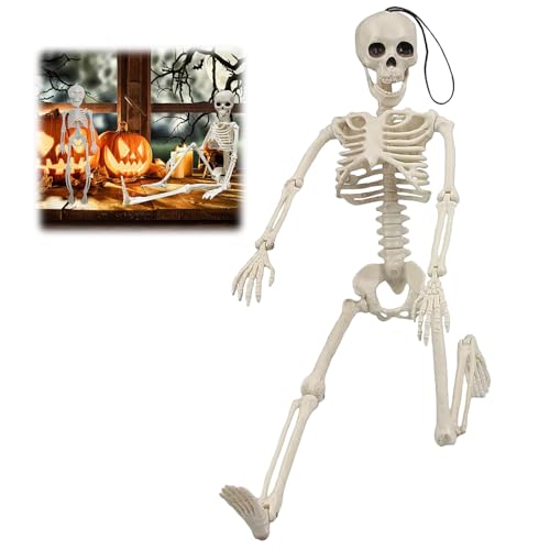 Qunkun Halloween Skelett, 28cm Mini Halloween Figuren Skelett, Halloween Menschliches Skelett, Halloween Skelettmodell für Spukhaus Zubehör Partygeschenken Halloween Party Dekorationen von Qunkun