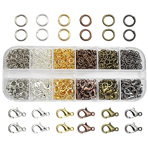 Karabinerverschluss, 780 Stück Kettenverschluss, Karabinerverschluss Schmuck und Sprung Ringe, Silber Gold Karabinerverschluss Schmuck, Karabiner Verschluss für Halsketten Armband Schmuckherstellung von Qunkun