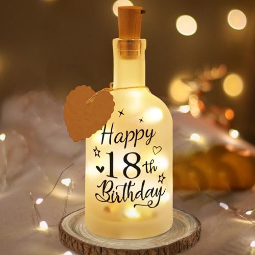 LED Flaschenlicht 18. Geburtstag Mit Happy 18th Birthday, 18. Geburtstag Mädchen Deko, Deko 18 Geburtstag Geldgeschenke Personalisiertes, Geschenke Zum 18 Geburtstag Mädchen Junge von Qunkun