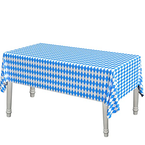 Tischdecke Oktoberfest, 137 * 274CM Bayerische Tischdecke, bayrisch blau für Biertisch Oktoberfest Party Zubehör und Dekorationen Bayrische Deko Bayrisch Blau Tischdecken (1 Stück) von Qunkun