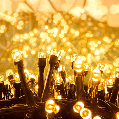 Quntis 10m 100 LED Lichterkette Außen Warmweiß, Lichterkette Strombetrieben, 8 Modi Weihnachtsbeleuchtung Innen, IP44 Weihnachtsdeko für Weihnachtsbaum Garten Büsche Balkon Terrasse Zimmer Kranz von Quntis