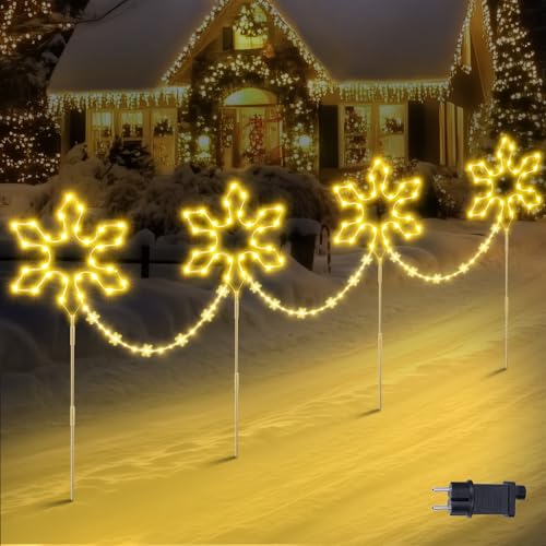Quntis 176 LED Weihnachtsdeko Außen mit Erdspieß, 4 große Schneeflocken Gartendeko mit Timer, IP65 wasserdichte Weihnachtsbeleuchtung Outdoor Warmweiß, Strombetriebener Gartenstecker Hof Weg Balkon Quntis 176 LED Weihnachtsdeko Außen mit Erdspieß, 4 große Schneeflocken Gartendeko mit Timer, IP65 wasserdichte Weihnachtsbeleuchtung Outdoor Warmweiß, Strombetriebener Gartenstecker Hof Weg Balkon von Quntis