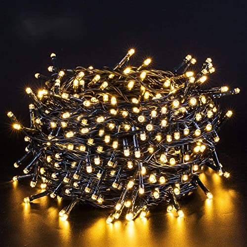 Quntis 40m 300 LED Lichterkette Außen Batteriebetrieben Timer Warmweiß IP44 Wasserdichte Weihnachtsbeleuchtung mit 8 Modi für Garten Weihnachtsbaum Balkon Terrasse von Quntis