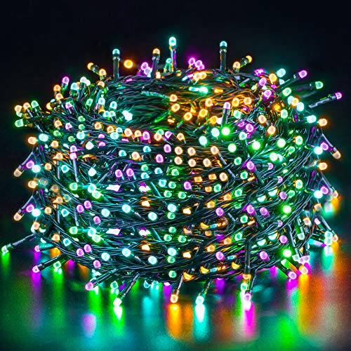 Quntis 50m 500 LED Lichterkette Außen Bunt, IP44 8 Modi Cluster Lichterkette, Weihnachtsbeleuchtung Innen Strombetrieben, Weihnachtsdeko für Weihnachtsbaum Garten Balkon Terrasse Zimmer Fenster Party von Quntis