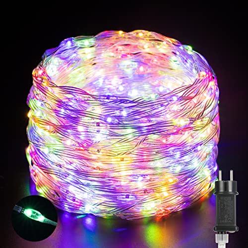 Quntis IP65 Lichterkette Außen 25m 500 LED Lichterschlauch, Bunte Weihnachtsbeleuchtung Strombetrieb mit 8 Modi Speicher-Funktion, Weihnachtsdeko für Baum Terrasse Balkon Garten Wand Zimmer Haus Party von Quntis