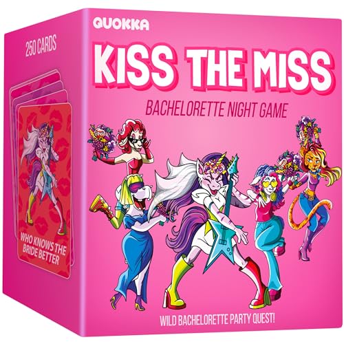 Quokka Bachelorette Party Spiele Kiss the Miss - 95 Karten Bachlorette Geschenke für Braut 21+ Partyzubehör - 95 Fragen Mädchen Nacht Spiele von Quokka