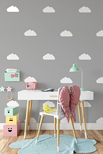 QuoteMyWall 60 Mini Wolken Kinderzimmer Wandaufkleber/Kinder Wandaufkleber Abnehmbare Wandkunst Home Decor Tapete Wandbild Weiß Wandaufkleber für Kinderzimmer Baby von QuoteMyWall