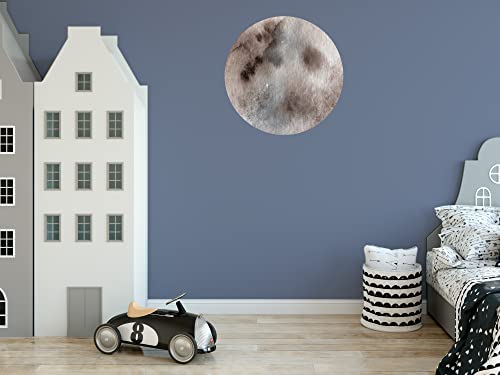 QuoteMyWall Vollmond Wandkunst Aufkleber Grau Aquarell Mond Aufkleber für Kdis Zimmer Kinderzimmer Baby Junge Mädchen Himmlischer Weltraum Planet Kunstwerk Abnehmbar (Medium (35cm x 35cm)) von QuoteMyWall