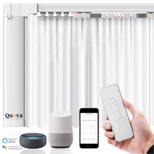 Quoya QL600 Smartes Elektrisches Vorhangschienensystem - Motorisiert, Anpassbare Länge (bis zu 5m), Fernbedienung, Sprachsteuerung, Kompatibel mit Alexa, Google, Siri, Apple Watch von Quoya