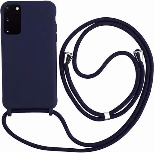 Ququcheng Kompatibel mit Samsung Galaxy A41 Hülle,Handykette Hülle Silikon Seil Necklace Handyhülle mit Kordel Tasche TPU Bumper Schutzhülle für Samsung Galaxy A41-Blau von Ququcheng