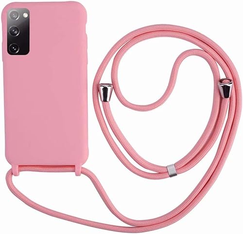 Ququcheng Kompatibel mit Samsung Galaxy A41 Hülle,Handykette Hülle Silikon Seil Necklace Handyhülle mit Kordel Tasche TPU Bumper Schutzhülle für Samsung Galaxy A41-Pink von Ququcheng