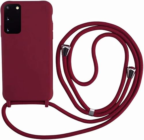 Ququcheng Kompatibel mit Samsung Galaxy A41 Hülle,Handykette Hülle Silikon Seil Necklace Handyhülle mit Kordel Tasche TPU Bumper Schutzhülle für Samsung Galaxy A41-Rot von Ququcheng