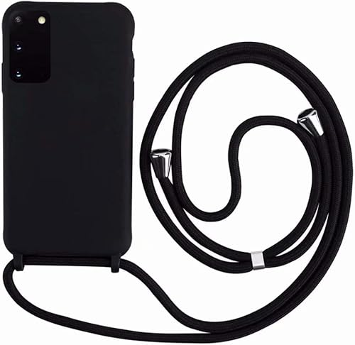 Ququcheng Kompatibel mit Samsung Galaxy A41 Hülle,Handykette Hülle Silikon Seil Necklace Handyhülle mit Kordel Tasche TPU Bumper Schutzhülle für Samsung Galaxy A41-Schwarz von Ququcheng