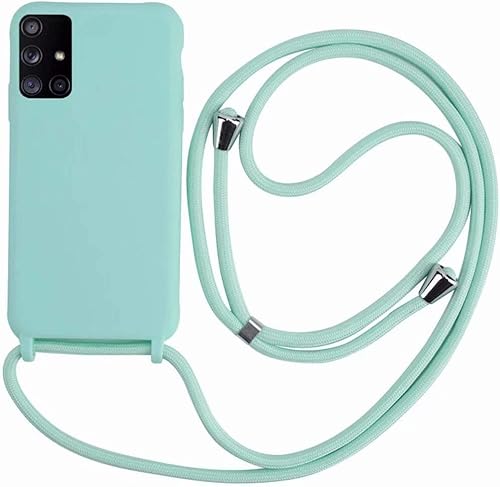 Ququcheng Kompatibel mit Samsung Galaxy A51 Hülle,Handykette Hülle Silikon Seil Necklace Handyhülle mit Kordel Tasche TPU Bumper Schutzhülle für Samsung Galaxy A51-Grün von Ququcheng