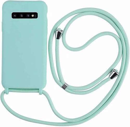 Ququcheng Kompatibel mit Samsung Galaxy S10 Hülle,Handykette Hülle Silikon Seil Necklace Handyhülle mit Kordel Tasche TPU Bumper Schutzhülle für Samsung Galaxy S10-Grün von Ququcheng